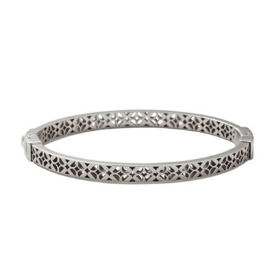 Silver cut out floral bangle